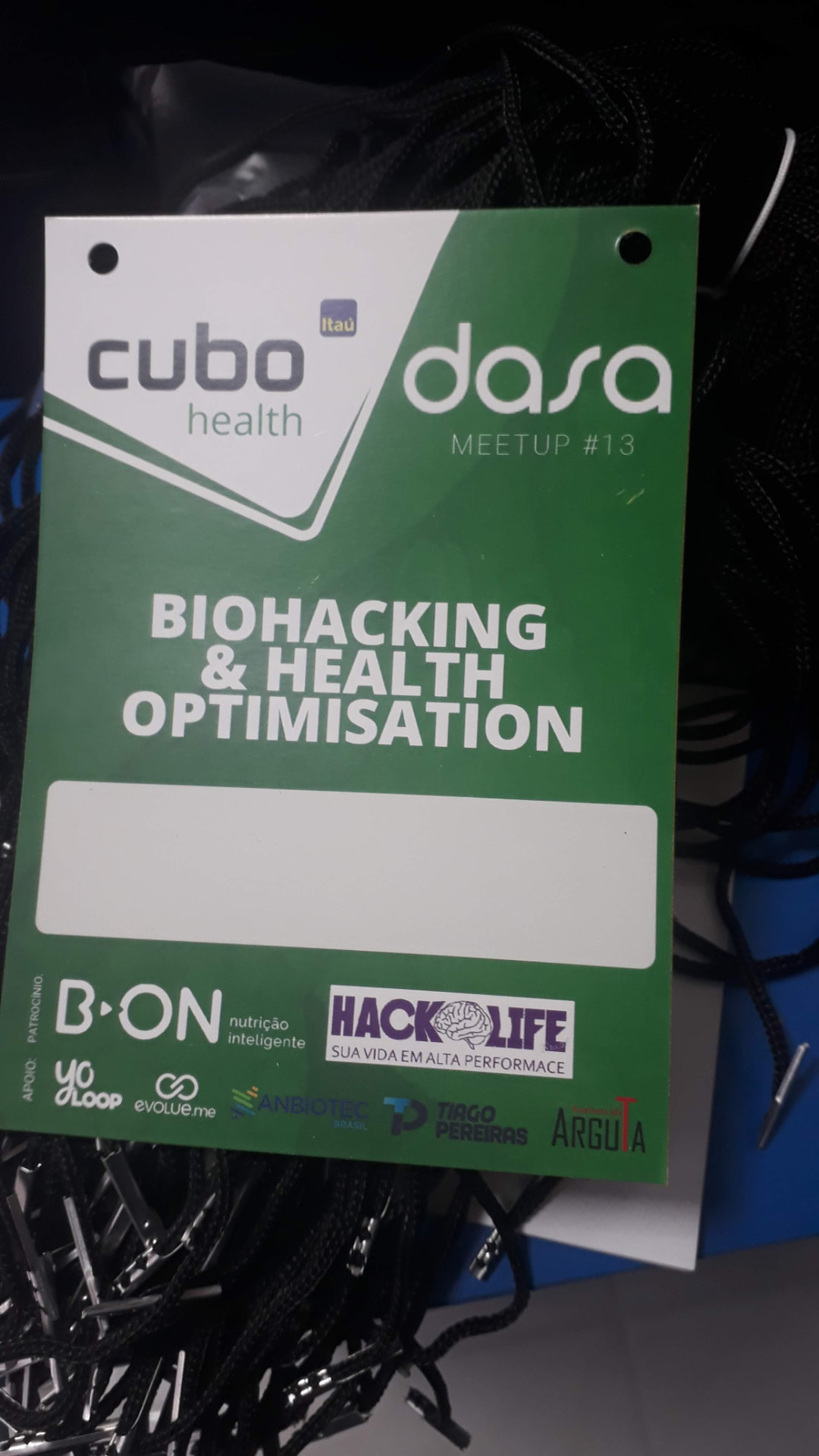 Credencial do meetup Biohacking & Health Optimisation